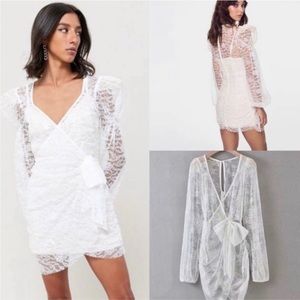 For Love and Lemons 🍋 Louvre Long Sleeve Lace Mini dress in Blanc